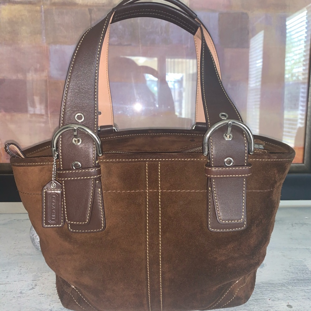 Coach vintage suede & leather tote bag
